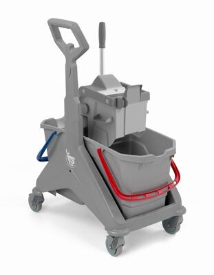 2x25L Grey Cleaning Trolley with Press WIZ